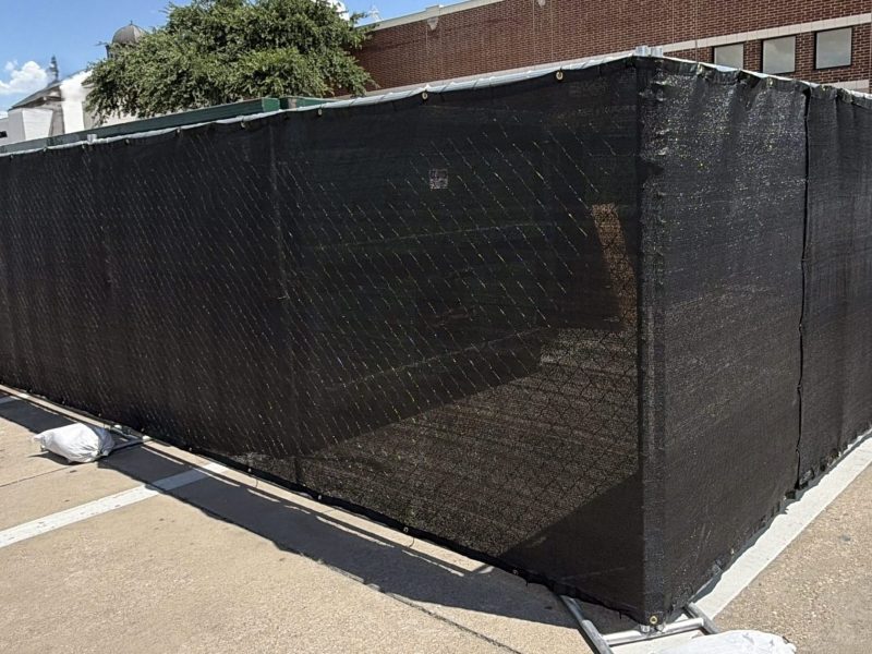 Temporary fence rental with black screen